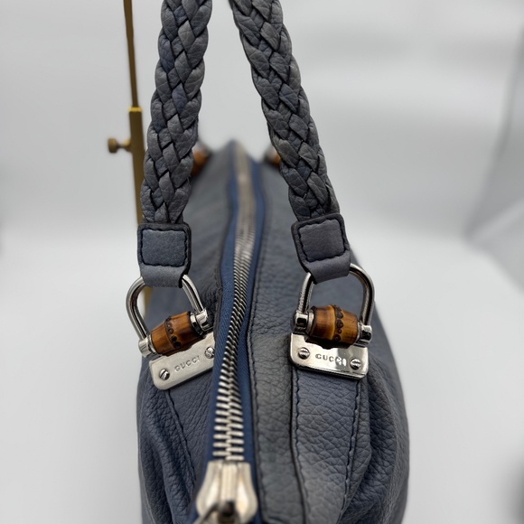 Gucci Pelham Large Grey Leather Hobo with Braided Handles with COA - Picture 3 of 15